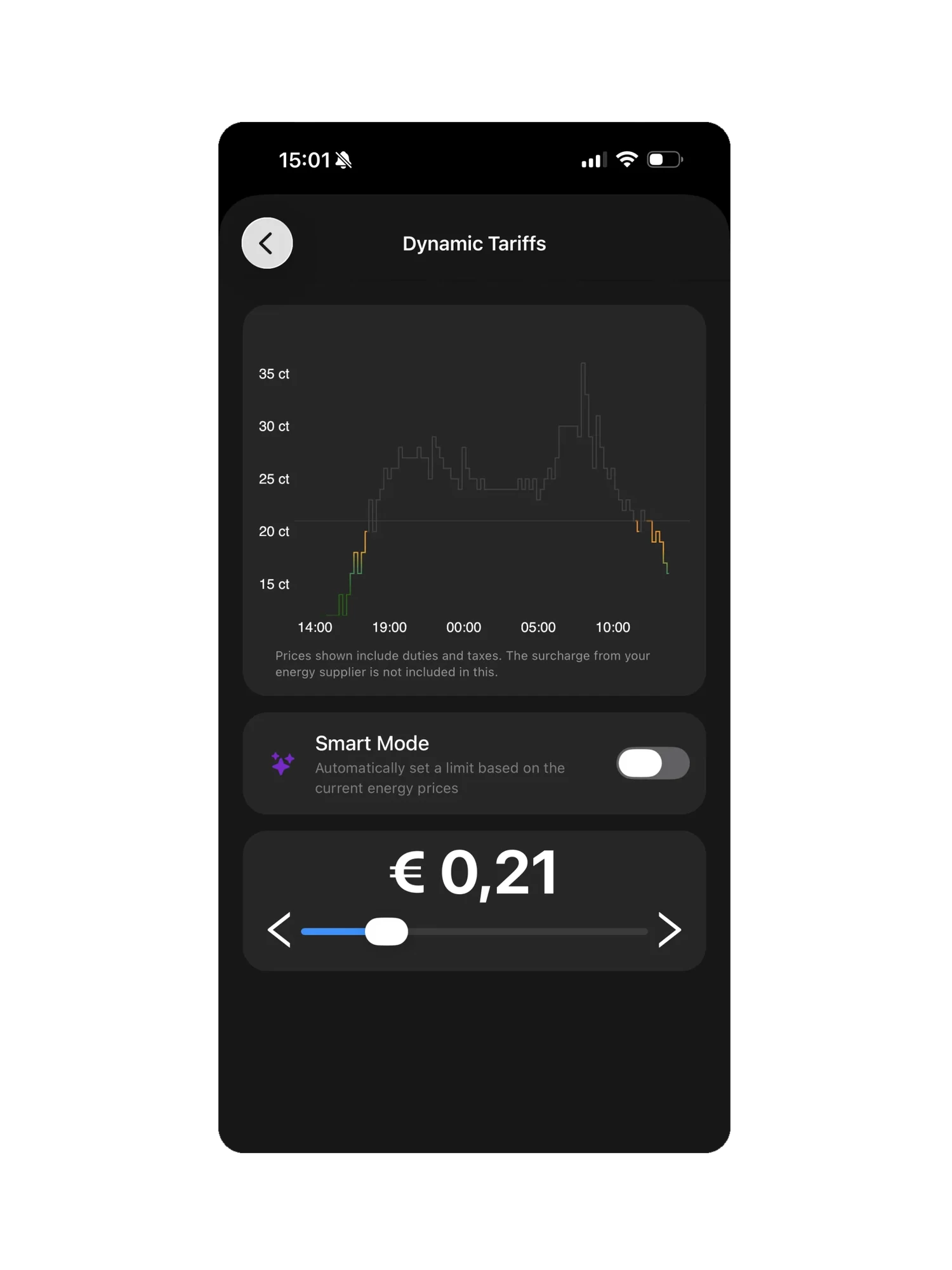 Volt Time app, dynamic tariffs